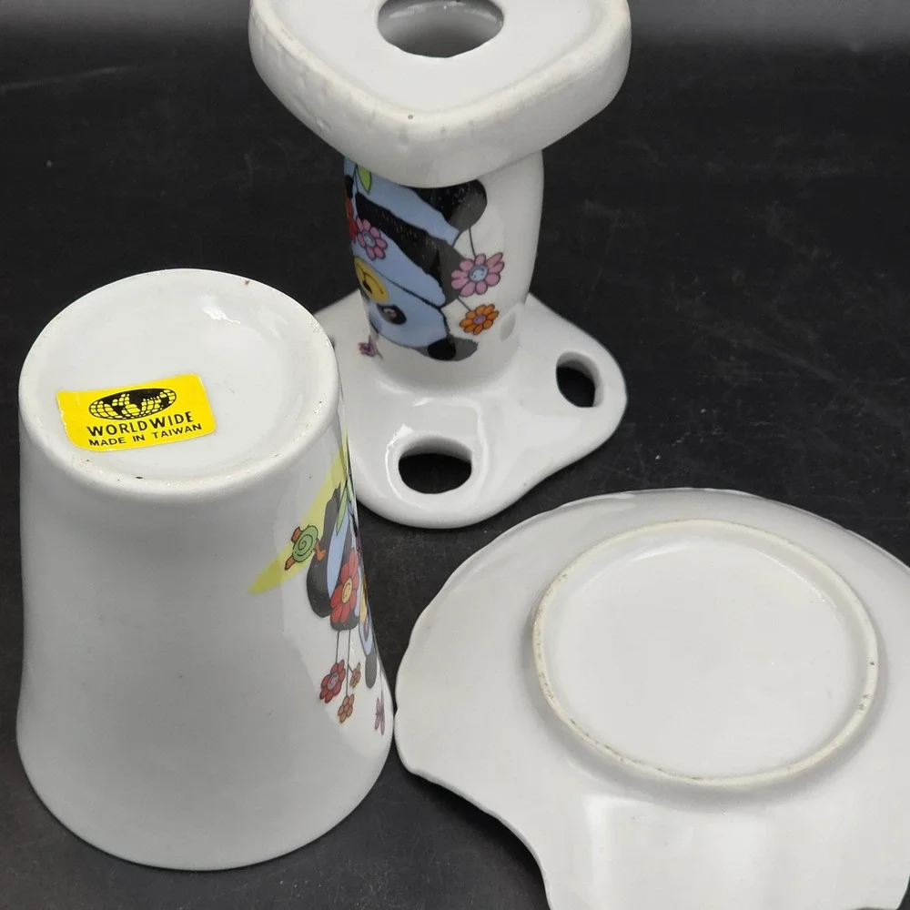 Sunny‎ Funnies – Vintage Three (3) Piece Porcelain Bathroom Set  Rare Find